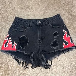 Flame Jean Shorts